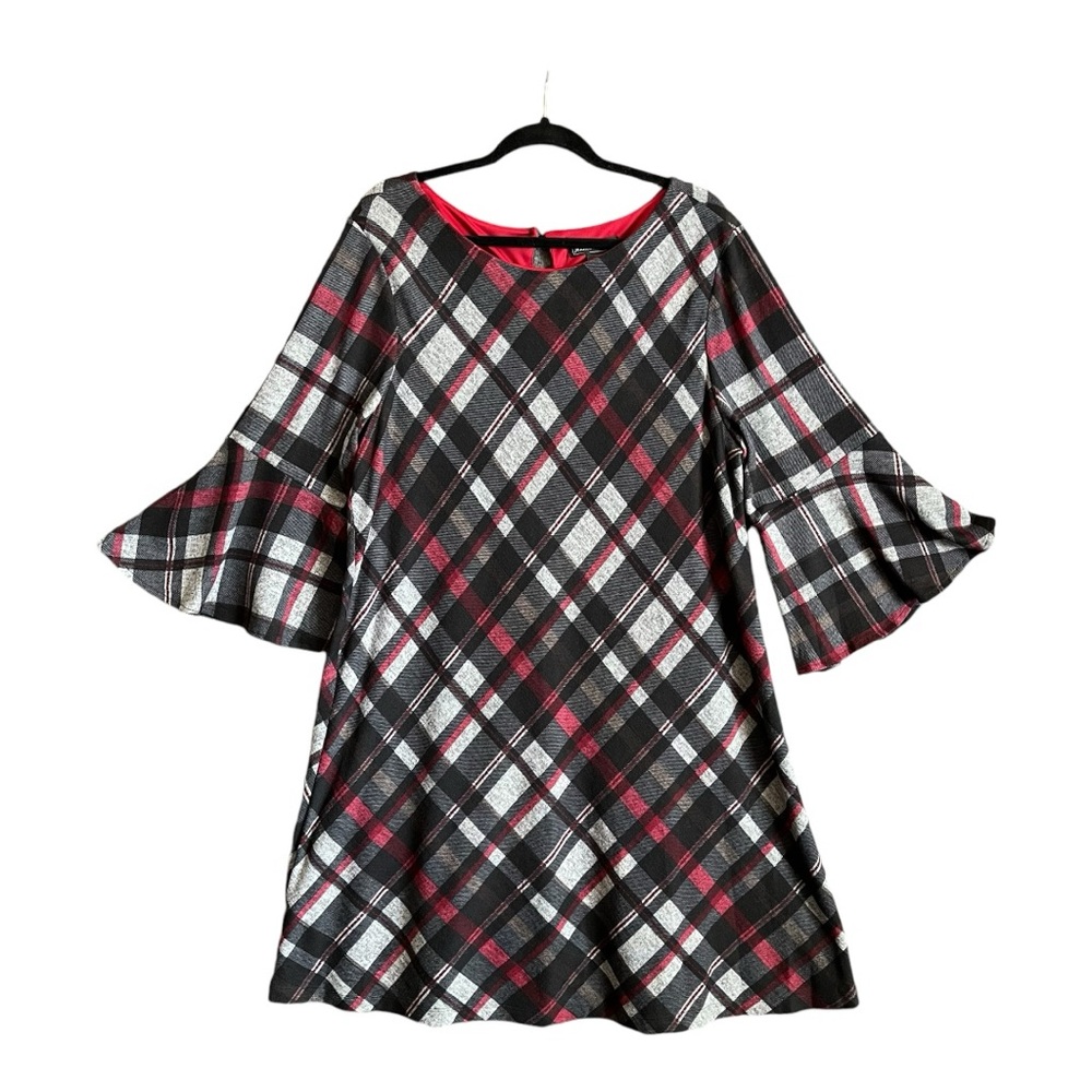 Jessica Howard Plaid Bell Sleeve Shift Dress